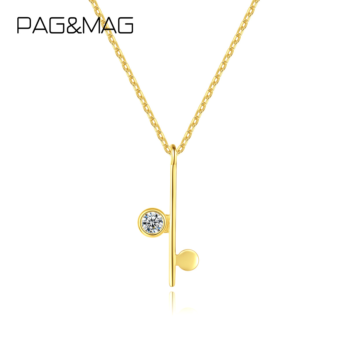 S925 Silver Zircon Gold Plated Simple Asymmetric Necklace display picture 1