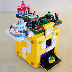 国境を越えた互換性のあるレゴマリオクエスチョンマークボックスブロック男の子組み立てビルディングブロックスーパーマリオ子供のおもちゃ