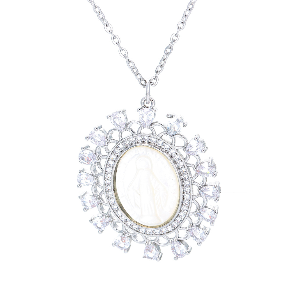 Pendant Necklace Classification Retro Geometric Copper Plating Shell Zircon Pendant Necklace