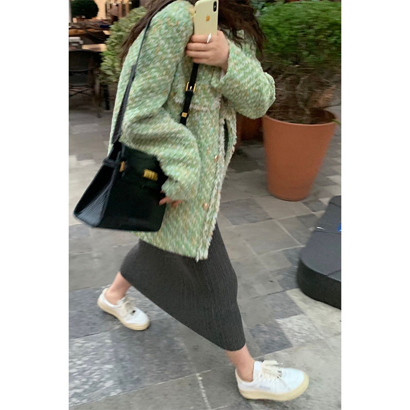 Heygirl Black Brother Adds Cotton Fragrance! Exquisite and Warm Tweed Short Jacket for Women, Winter Style, Quilted Top