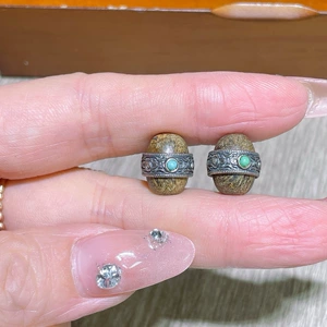 Old Silver Turquoise Agarwood Pure Copper Gold-Plated Fortune Beads DIY Accessories Spacer Beads Braided Rope Pendant Creative Accessories
