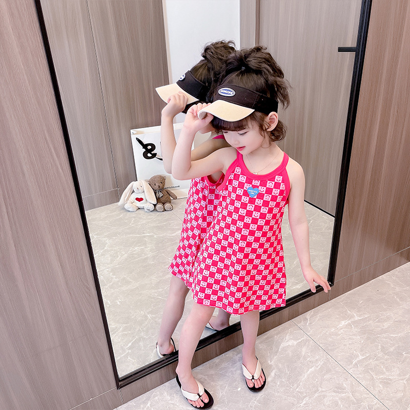 Ropa para niños verano nueva seda de hielo niñas estilo occidental vestido de Liga vestido suelto para niños bebé estilo coreano Vestido de playa