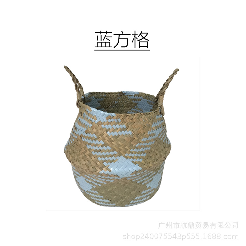 Grasas de mar tejidas a mano torsión varilla maceta medieval ligera lujoso alto sentido de viento silencioso almacenamiento de mano plegable azul