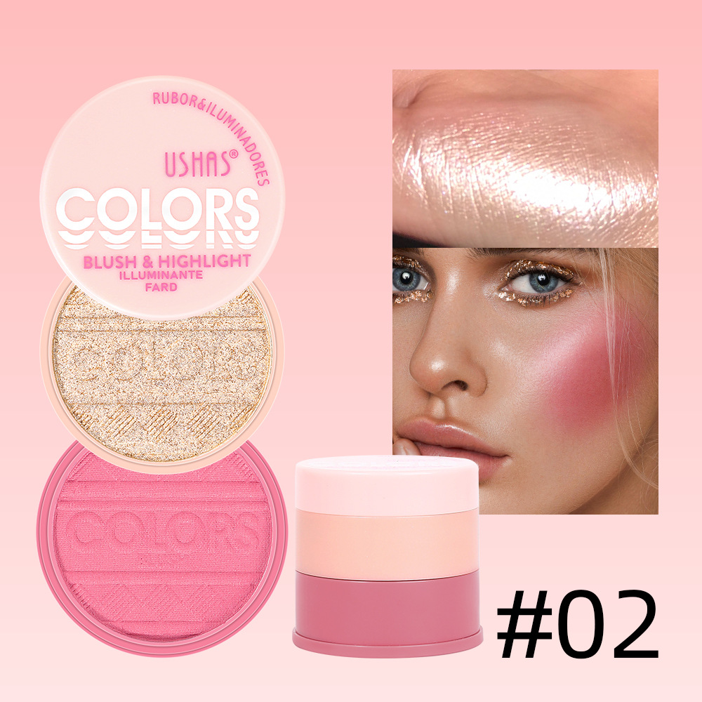 USHAS Cross-border Amazon venta caliente rubor impermeable de larga duración UF083 rubor en polvo de alto brillo