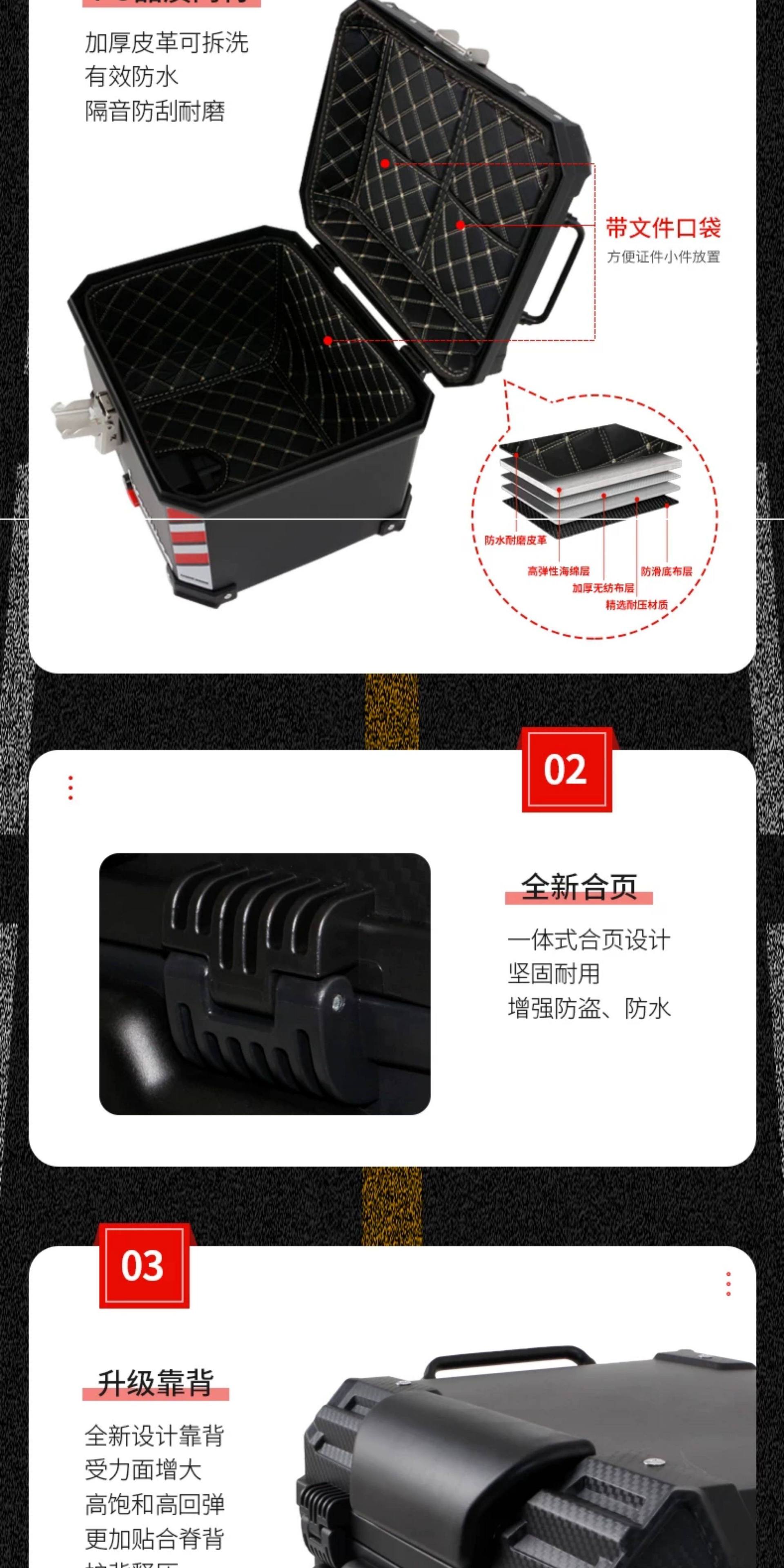 Wanlihao E566 electric vehicle rear trunk, universal non-aluminum alloy motorcycle trunk, large-capacity storage for electric bikes