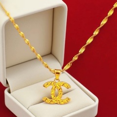 本物のベトナムサンドゴールドネックレス、女性用、純金模造タイ金メッキジュエリー、長持ちする鎖骨チェーン