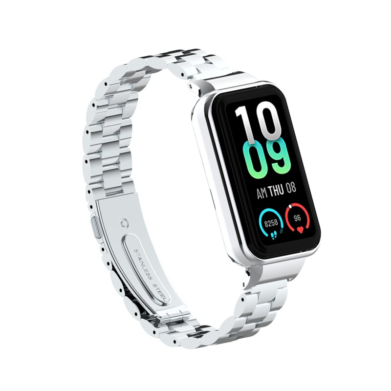 For Huami Bracelet 7 Strap Metal Three Bead Wristband amazfit Band 7 Stainless Steel Milan Magnetic