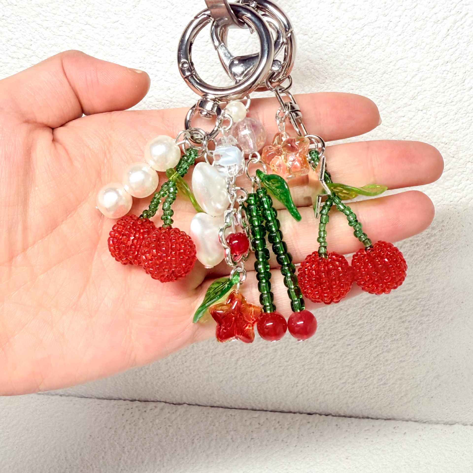 Cute Alloy Resin Star Cherry Unisex Bag Pendant Keychain display picture 3