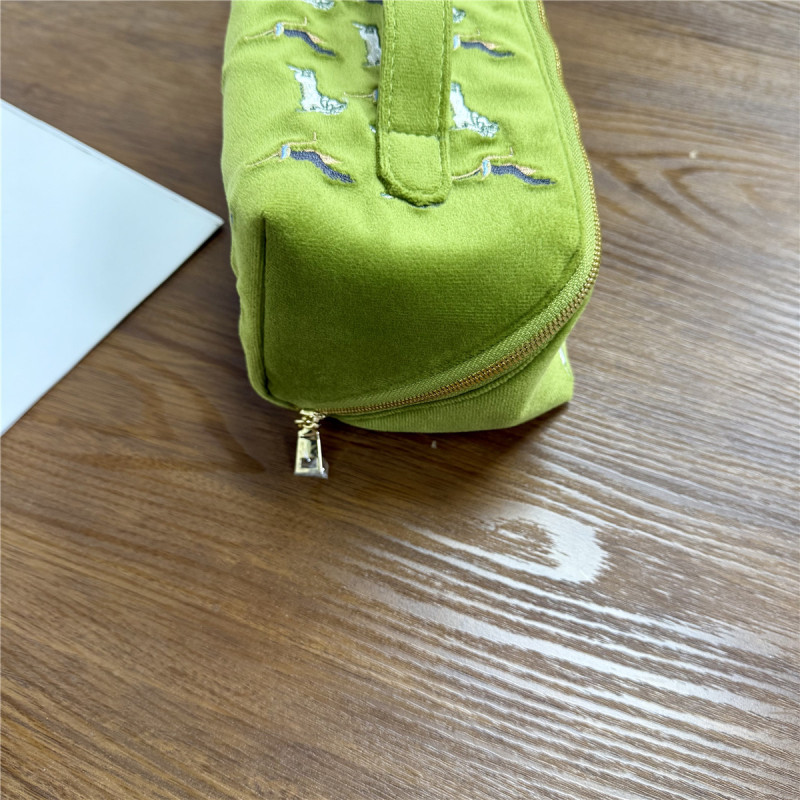絶妙な刺繍グリーンスエード収納袋刺繍パターンジュエリー口紅香水ポータブル収納整理袋ボックス|undefined