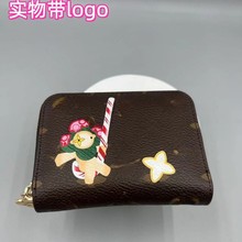 2025秋冬新款圣诞限定老花真皮钱包男女通用卡通零钱包护照证件包