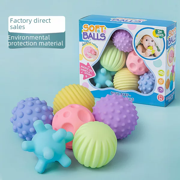 Baby Toy Soft Gel Hand Grab Ball Manhattan Tactile Perception Massage Ball Puzzle Bite Cognitive Ball