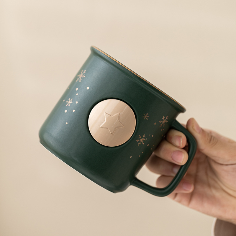 Navidad regalo de bronce de metal taza de cerámica regalos de negocios al por mayor grabado impresión LOGO