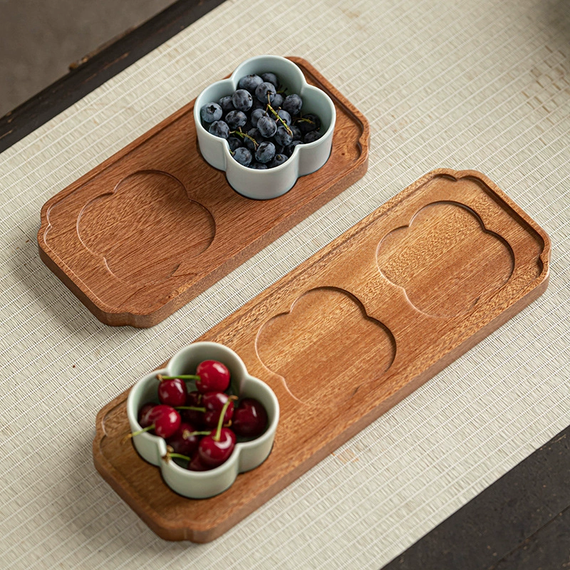 Chinese -style ceramic dried fruit plate, multi -grid fruit disk home exquisite snacks, placed tea dunk wood pallets
