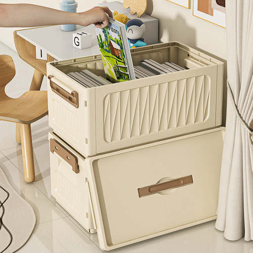 Folding Storage Box with Lid for Home Cream Style Wardrobe Organizers for Dorms Large Capacity Plastic Storage Box Camping Box