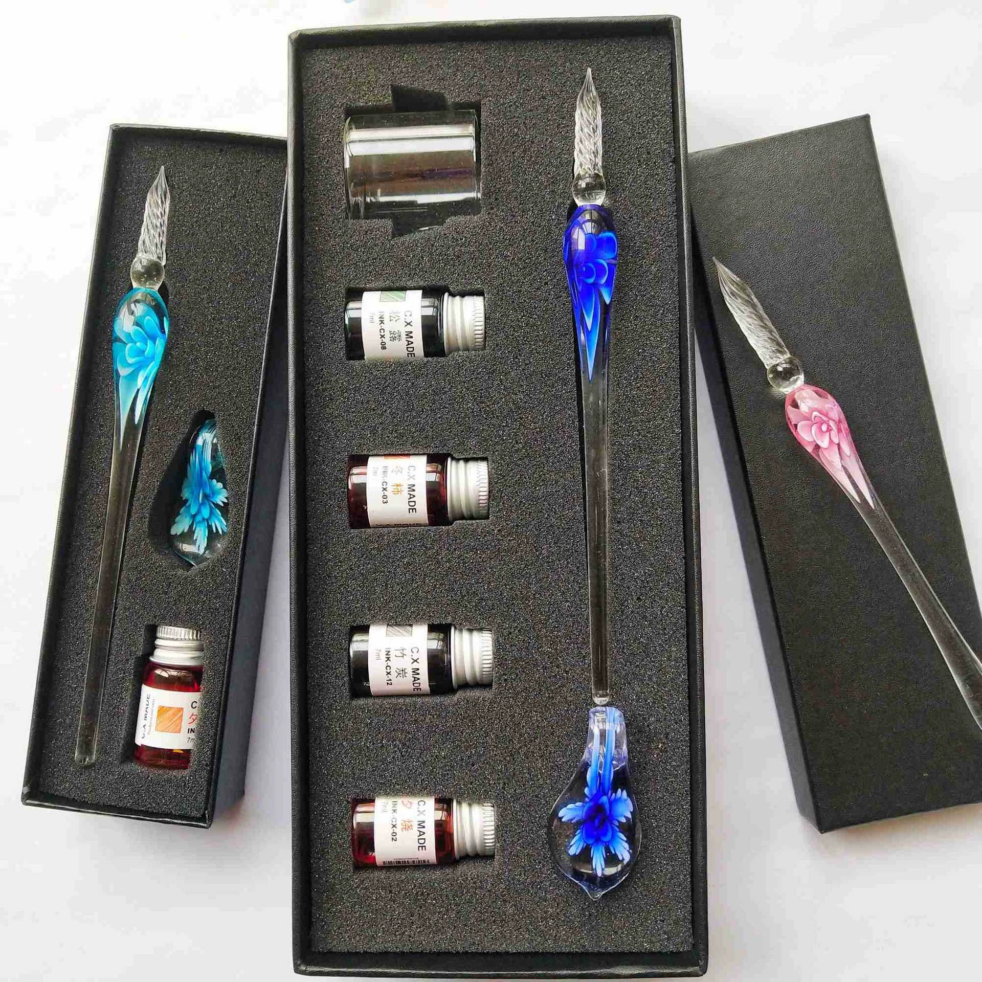 Glass set, gift box, rollerball pen, Birthday gift