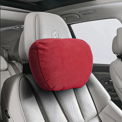 Headrest Suede Car Lumbar Support - upgraded-punched-suede-volcanic-red-single-pack