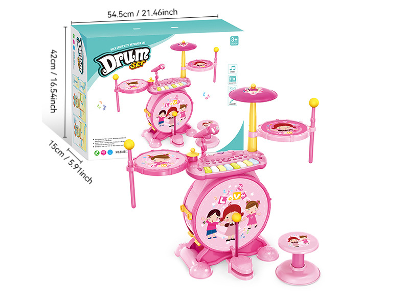 Estante transfronterizo tambor con micrófono instrumento musical juguetes para niños 3 - 6 años multifuncional tambor de jazz regalo de aniversario de bebé