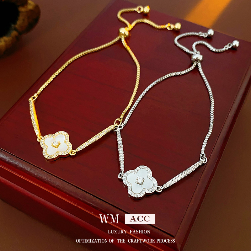 Oro real flor de fritillaria pulsera de zircon pulsera temperamento de moda coreana nicho lujo ligero joyas al por mayor