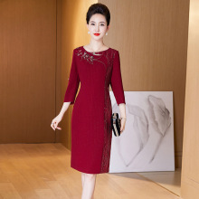 22年秋冬新品优雅妈妈装高贵喜婆婆婚宴礼服丈母娘结婚礼服连衣裙