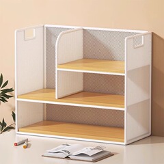 デスクの棚のデスクの事務室の本棚の本の収納棚のテーブルの上の小型の多層の簡易な杯の棚