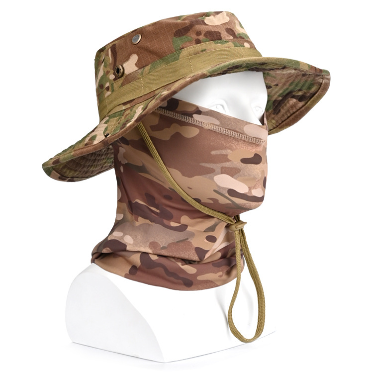 Pañuelo para el cuello con protección solar, sombrero de ala redonda y grande para hombre, adecuado para senderismo, camping, pesca, sombrero de pescador transpirable con protección solar, sombrero para el sol plegable.