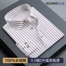 衬衫男男士商务DP成衣免烫高档条纹休闲衬衣纯棉高级新郎伴郎衬衣