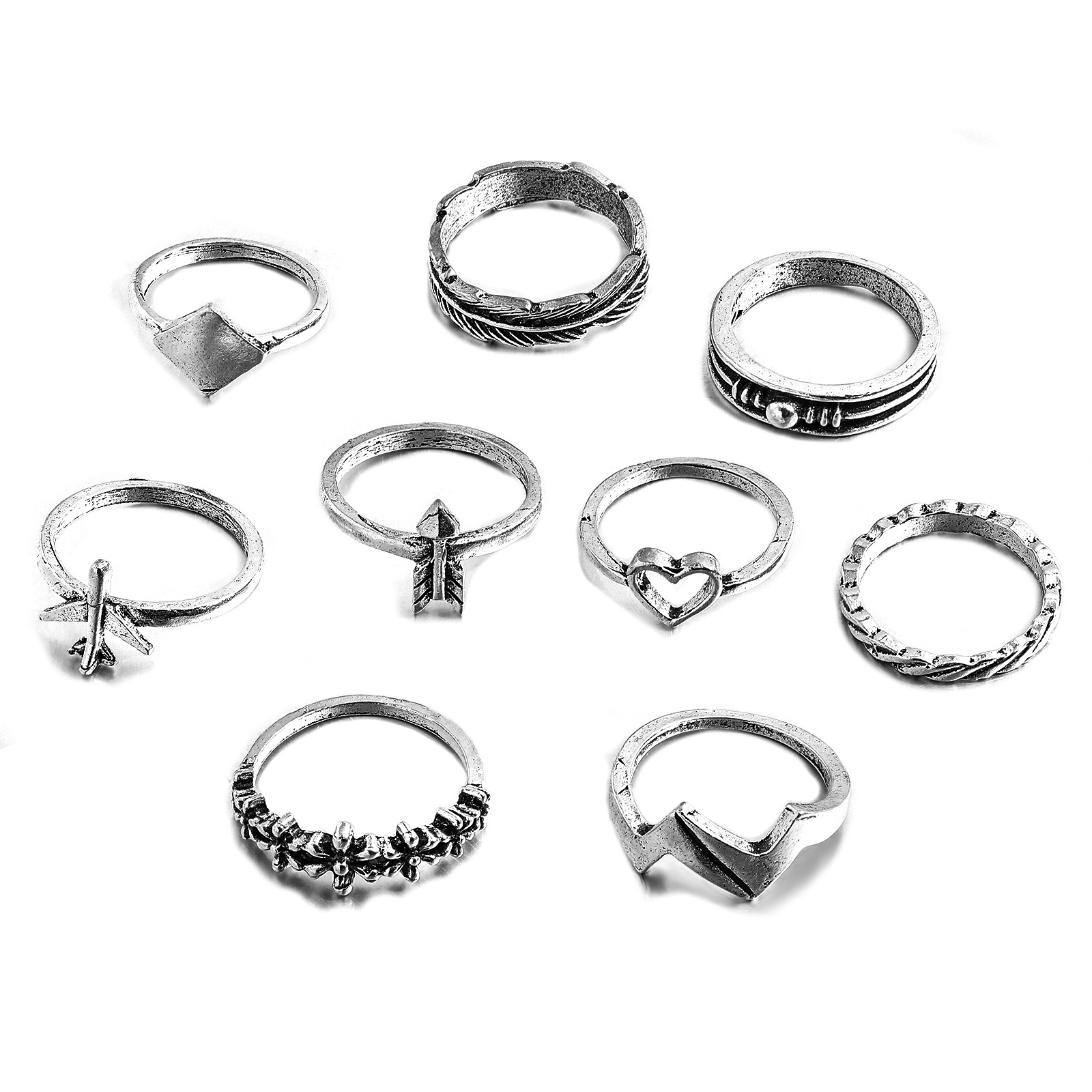 Korean alloy snake open diamond ring set wholesalepicture14