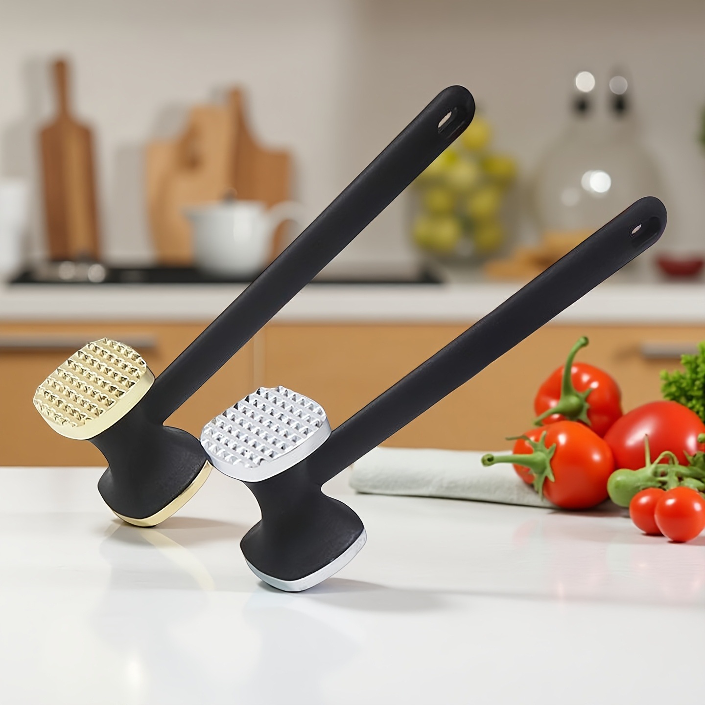 Zinc Alloy Meat Hammer Square Double-Sided Meat Hammer Garlic Hammer Kitchen Tool Steak Hammer Durable Tender Meat