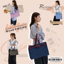 lacousette日本刺绣环保袋购物袋蝴蝶结尼龙托特包手提斜跨单肩包