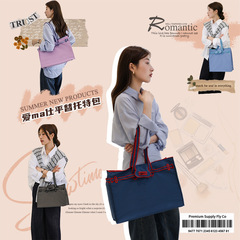 lacousette 日本製刺繍入りエコバッグ ショッピングバッグ リボン ナイロン トートバッグ ポータブル クロスボディ ショルダーバッグ