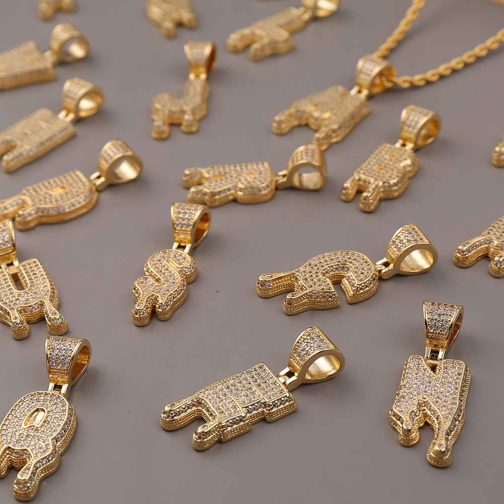 Simple 26 English letters twist chain copper zircon necklace wholesalepicture22