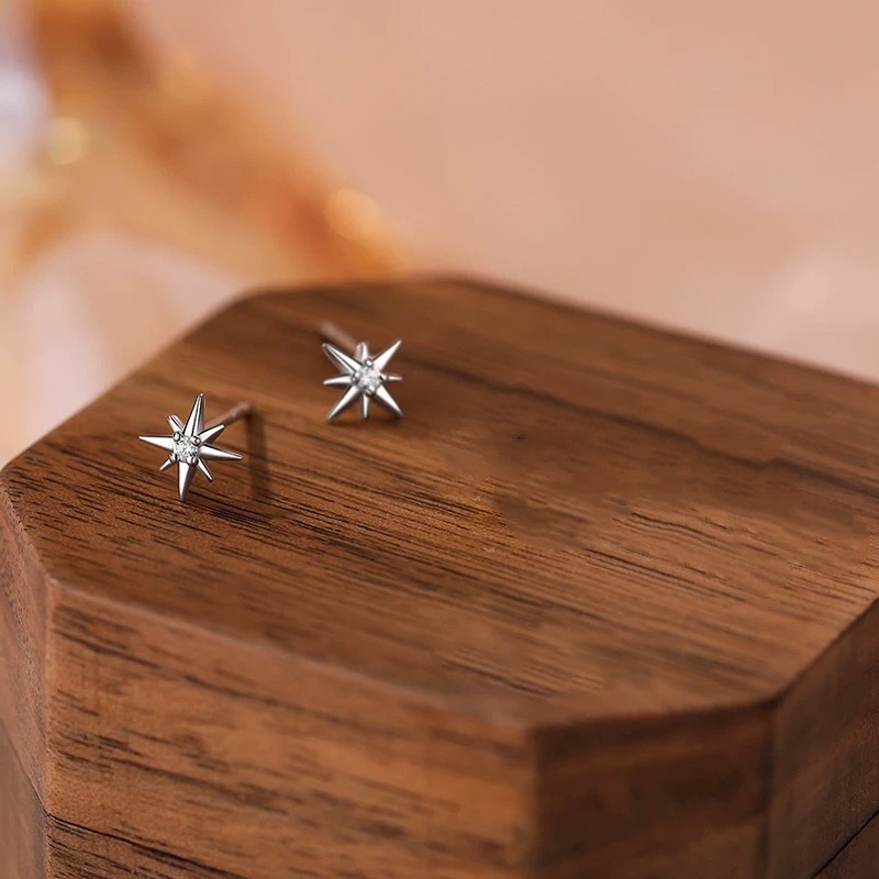 Fangxing Bamang Star Earrings Women's S925 Sterling Silver Earrings Simple Fashion All-match Elegant Niche Design Sense Men's Earrings