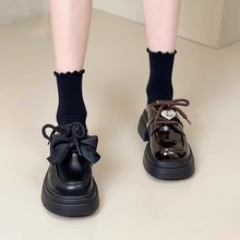 范杰亚韩系单鞋女2024春季新款复古英伦风百搭粗跟甜酷黑色小皮鞋