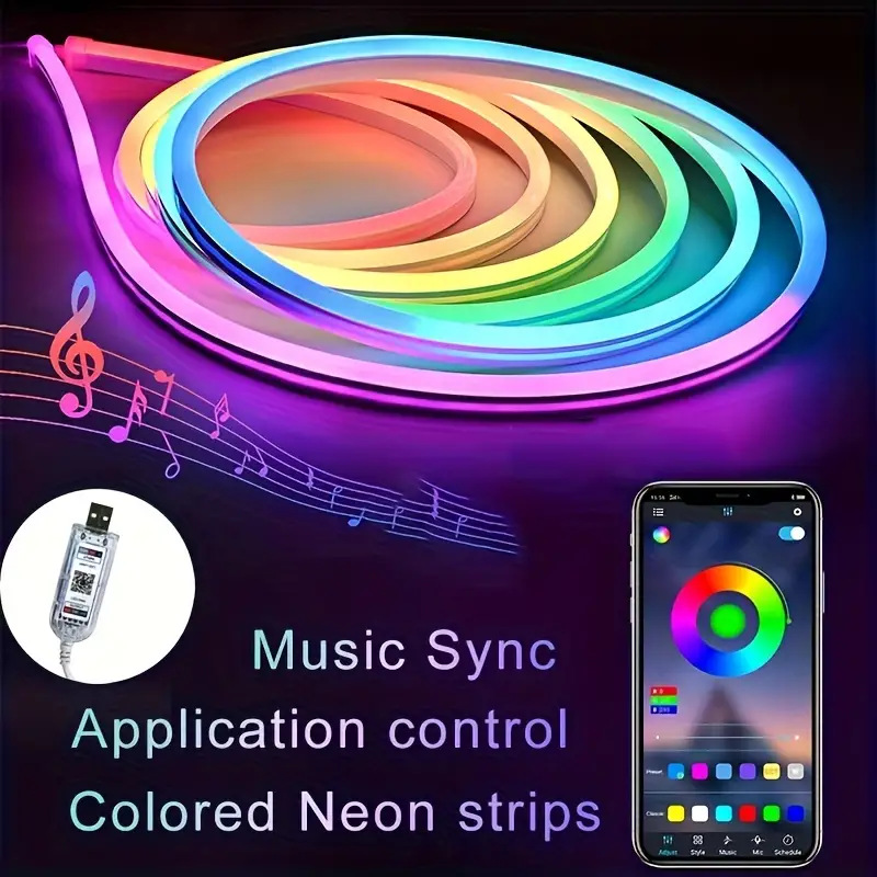 5V ilusión de color música LED color completo pony de neón flexible interfaz USB Bluetooth APP música barra de luz modelado DIY