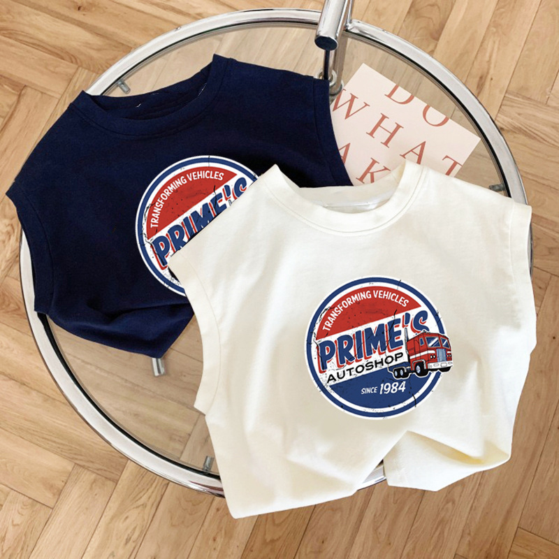 Mixed batch of pure cotton children's vests, boys' summer style, baby's summer children's clothing tops, girls' cartoon sleeveless t-shirts, summer wear.