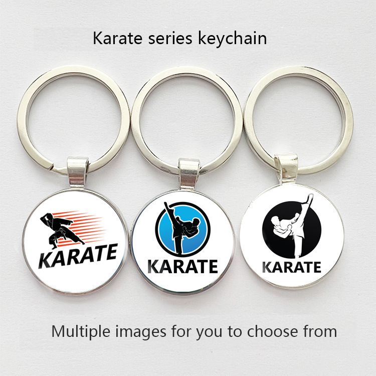 Amazon cross-border creative karate sports action gift time gem alloy keychain pendant wholesale
