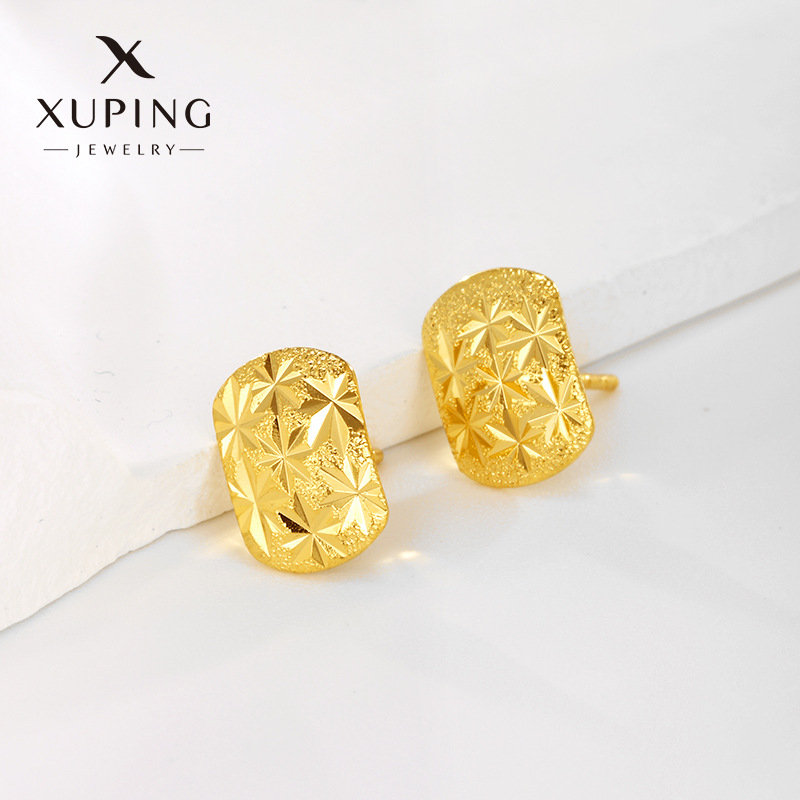Pendientes chapados en oro 24K, diseño retro