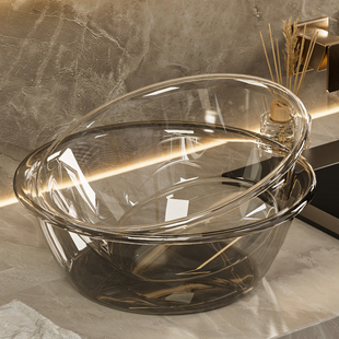 Washbasin for Home Use, Light Luxury, High Aesthetic Value, Transparent and Thickened Wash Basin, Foot Basin, Dormitory Shampoo Basin, Large Plastic Basin