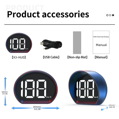 and mileage display, high-definition compass, Vehicle HUD - x3-white-light-hd-speedometer-beidou-gps-dual-corecompatible-with-all-vehicle-models