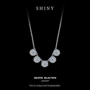 S925 Silver Fashion Pure Silver Forest Style Necklace Elegant Design Four-Leaf Flower Clavicle Chain Moissanite Versatile Necklace Jewelry
