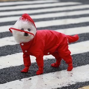 Big red raincoat [waterproof fabric + one-piece leggings] / S (back length 27cm recommended 1.5-2.5kg pets)