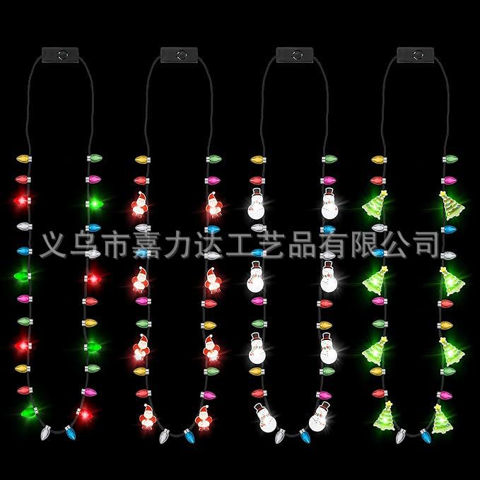 2025 新しい LED 発光ネックレスクリスマス装飾品 LED ライトフラッシュ小さなイチゴ電球ネックレスビーズチェーン|undefined