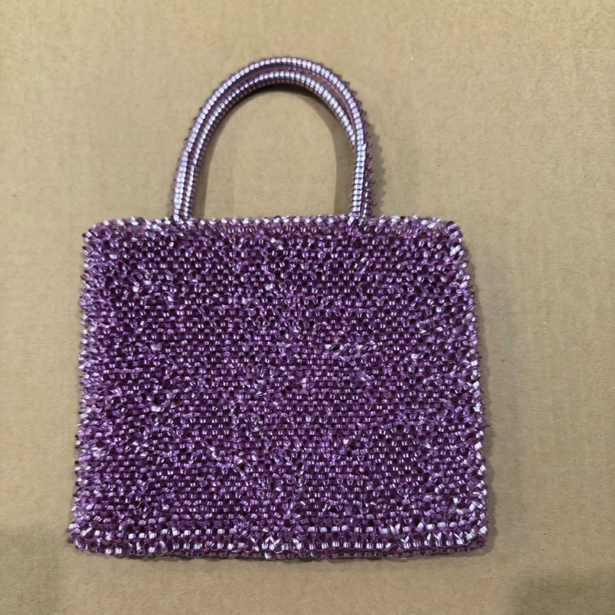 Square handbag, fashionable candy-colored tote bag, shiny PVC woven bag, versatile shoulder bag, niche design bag