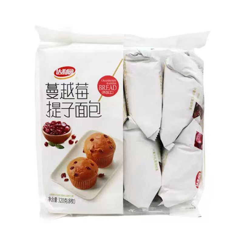 达利园 蔓越莓提子面包320克/袋内装8枚 早餐糕点面包下午茶零食