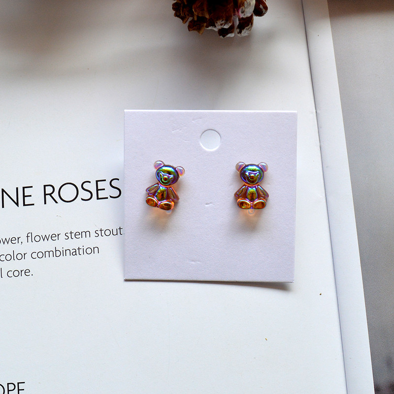 1 Pair Quantity Cute Bear Resin Women's Ear Studs 1 Pair