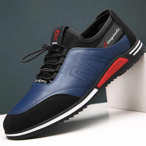 Men's sports and casual leather shoes Korean style youth trendy shoes soft sole increased cowhide men's shoes four seasons leather shoes drop shipping