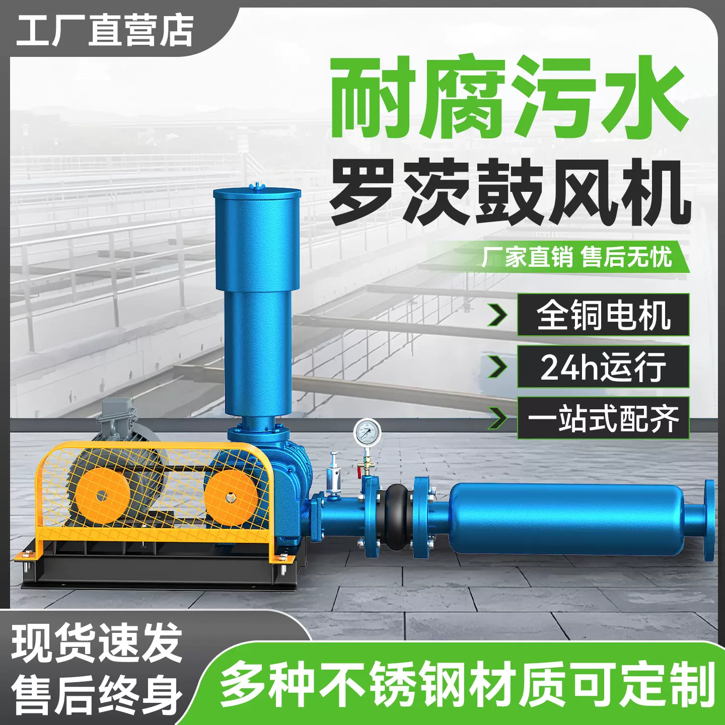 罗茨鼓风机小型污水处理水产养殖耐腐蚀不锈钢中高压罗茨风机