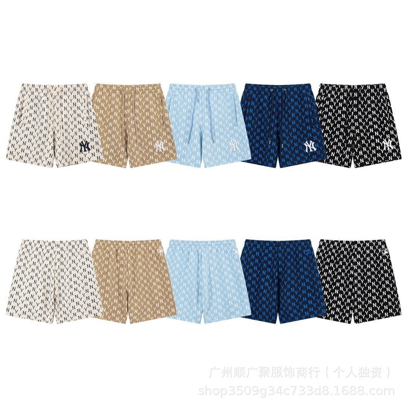 Cross-border Korean MLB spring/summer trendy brand NY letter all-over print vintage fashion casual men's shorts in stock Cross-border Korean MLB spring/summer trendy brand NY letter all-over print vintage fashion casual men's shorts in stock