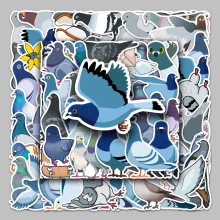 50张鸽子动物卡通行李箱贴纸防水涂鸦贴纸滑板车电脑平板头盔装饰