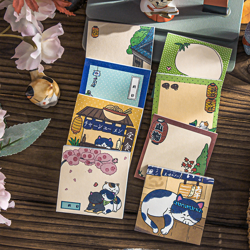 沐染便签纸 山猫小鼻嘎便签系列8款 学生日系可爱手帐装饰留言纸
